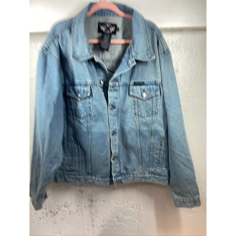 HARLEY DAVIDSON MENS XLARGE BLUE JEAN JACKET HARLEY PATCH ON BACK